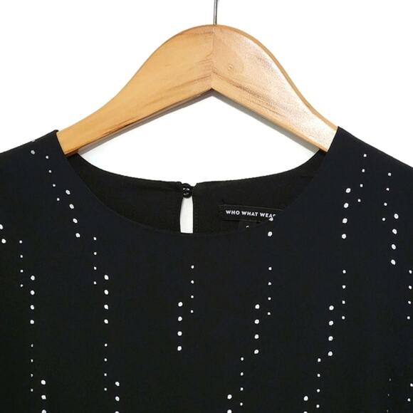 Who What Wear Black Midi Dress Crew Neck Bell Sleeve A Line Workwear Party S - Picture 3 of 16